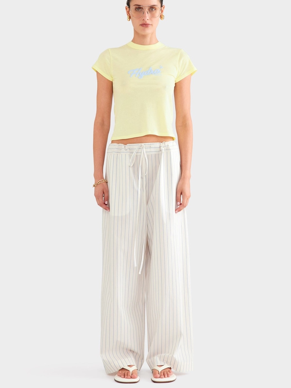 NWT Venroy Stripe Cotton Paperbag Pant